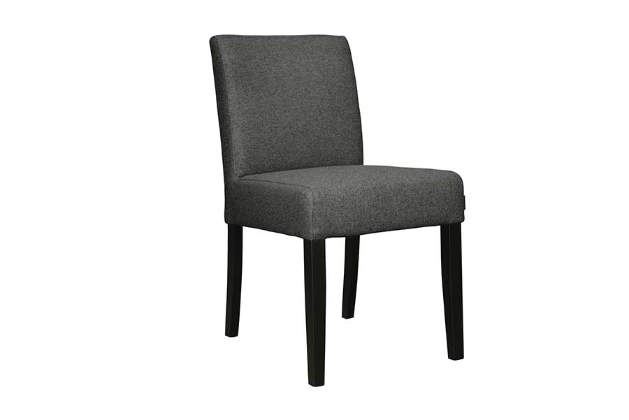 Morgan spisestol I ulltekstil Sheford 77 Dark Grey med sorte treben.