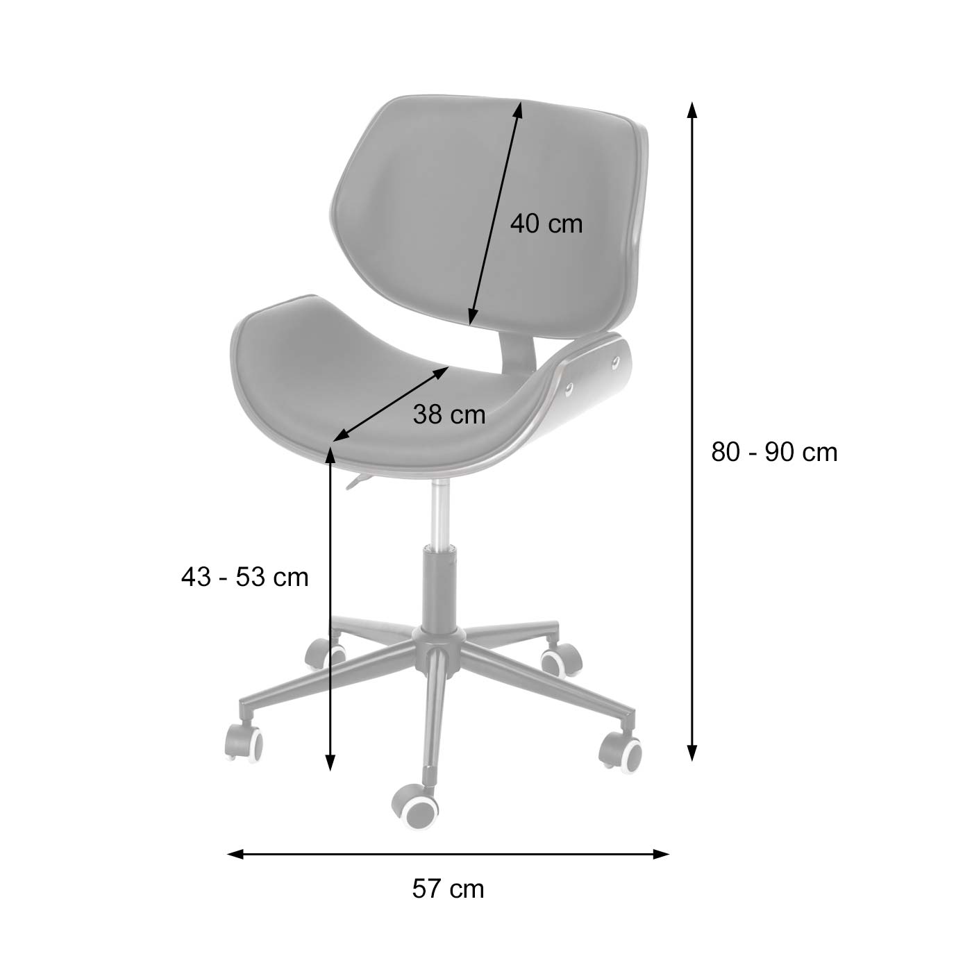 Bürostuhl MCW-G25, Drehstuhl Schreibtischstuhl, Bugholz Walnuss-Optik Retro drehbar höhenverstellbar MVG ~ creme