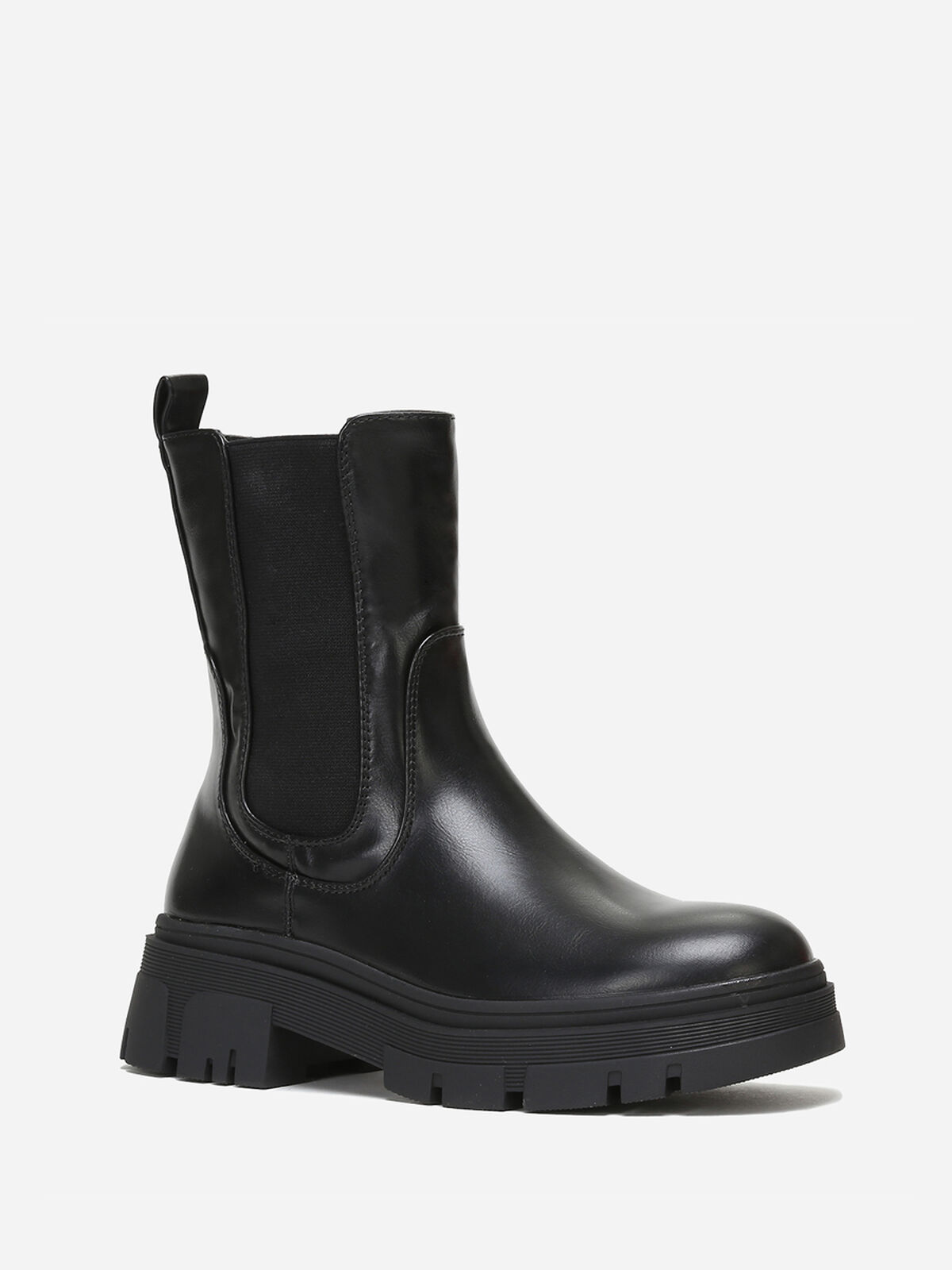 Bottines chelsea crantées en simili- Noir