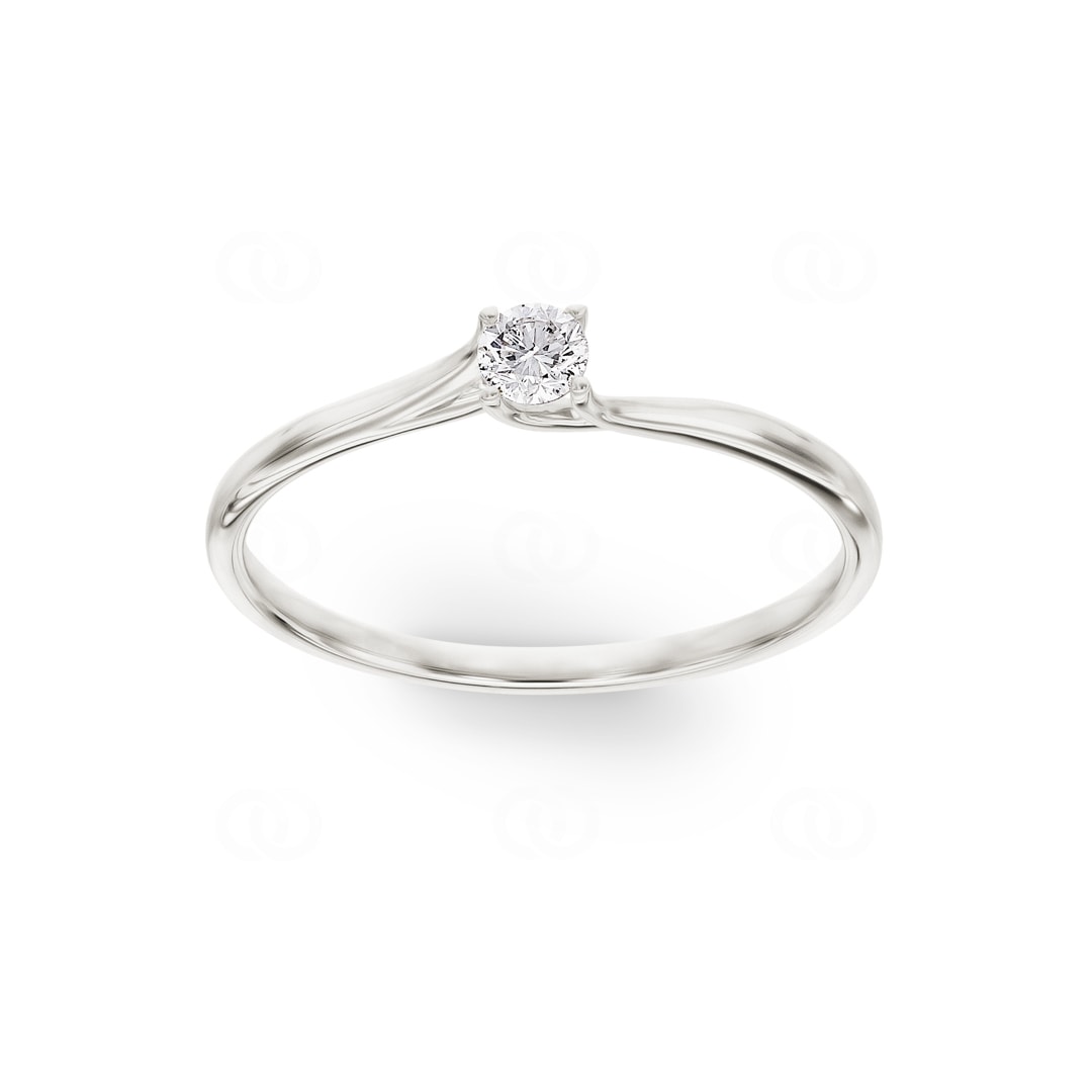 Solitärring 750/18 K Weissgold mit Diamant 0.12ct H/Si