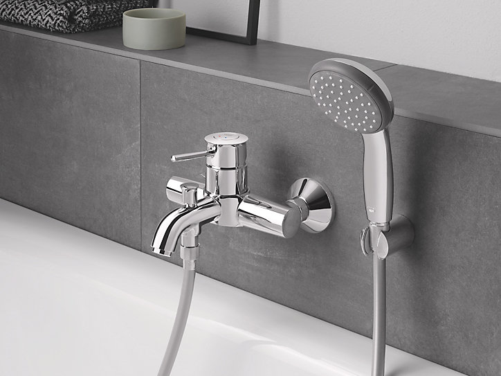 Ensemble de douche support + douchette chromé Vitalio Start 100 2 jets Grohe