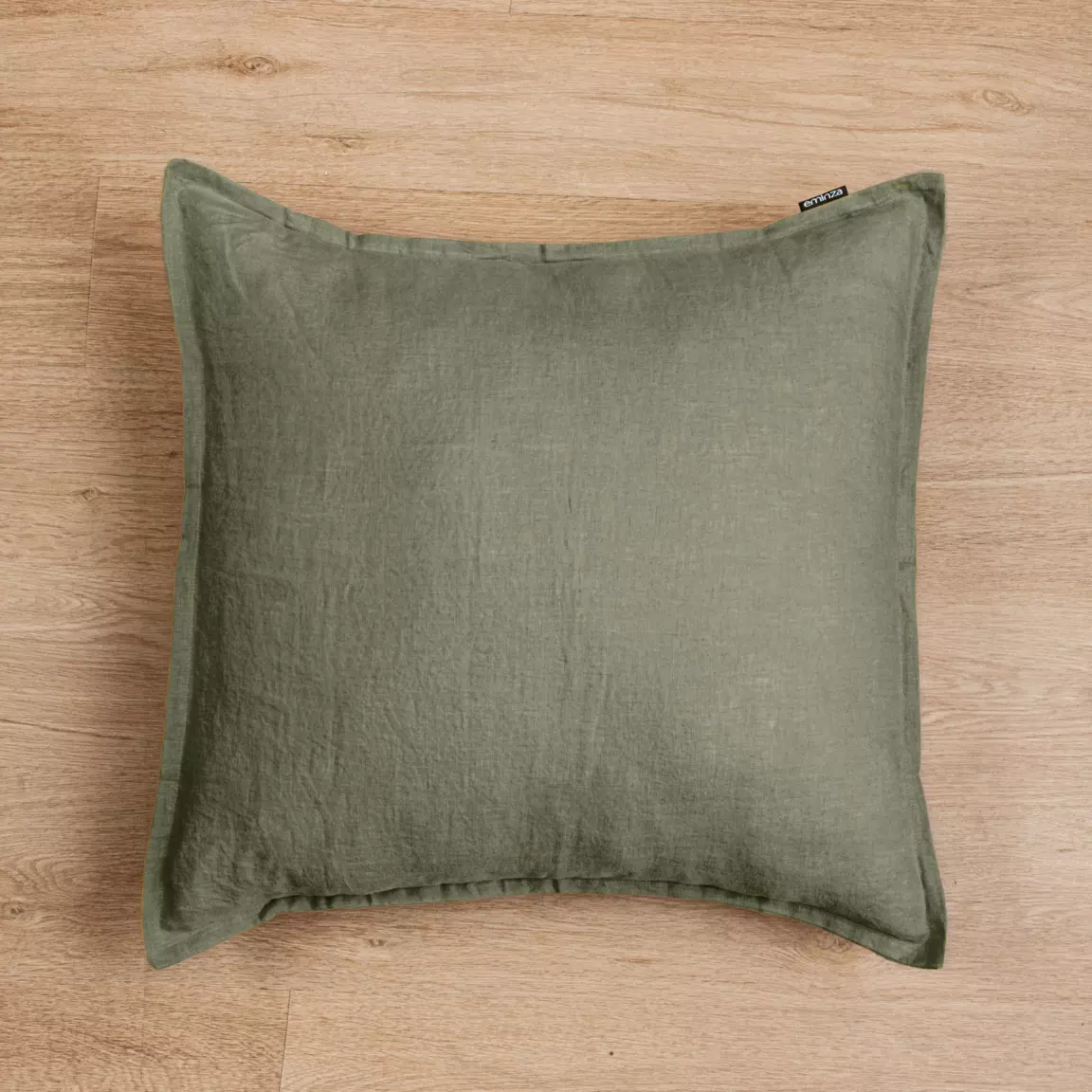 Taie d'oreiller carrée lin lavé (60 x 60 cm) Louise Vert romarin