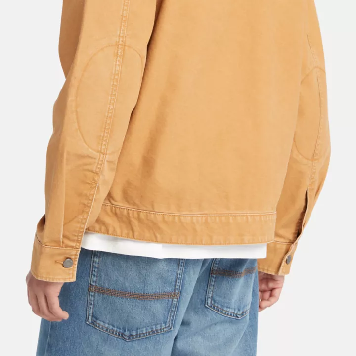 Veste en toile délavée pour homme en jaune foncé