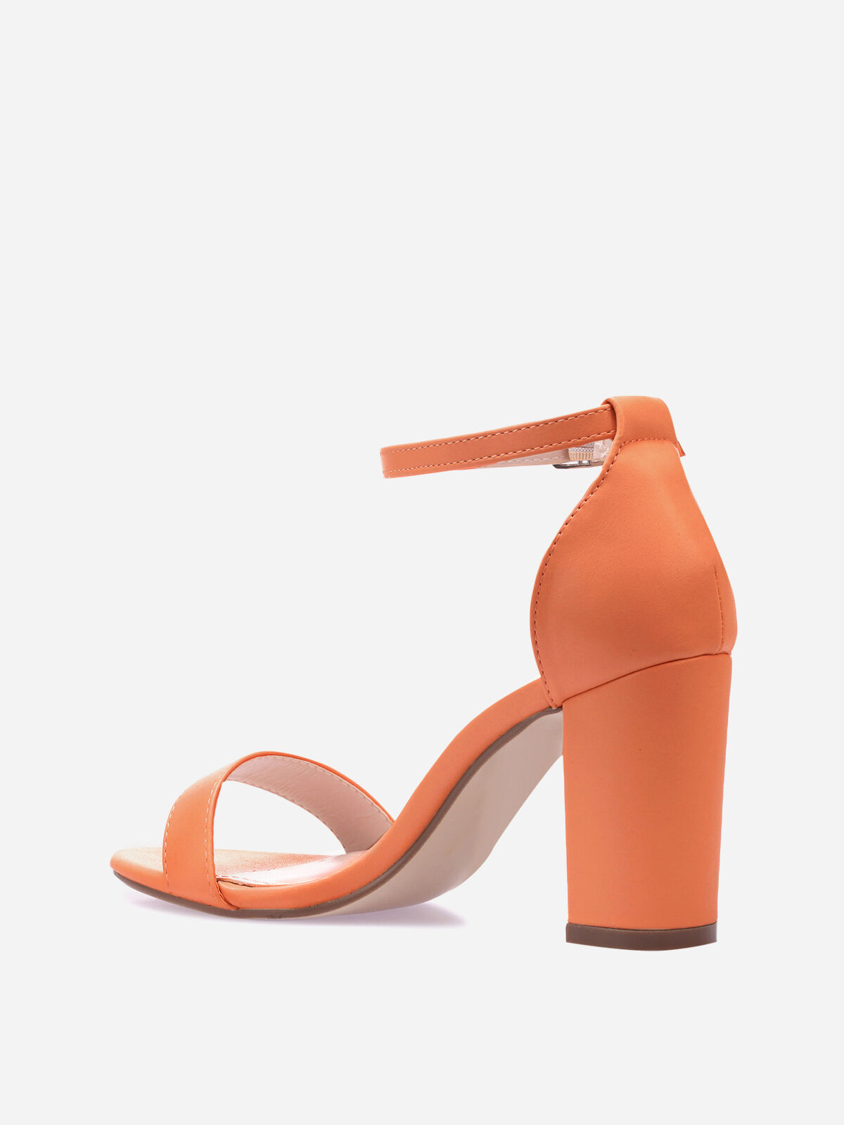 Sandales à bride et talon carrés- orange