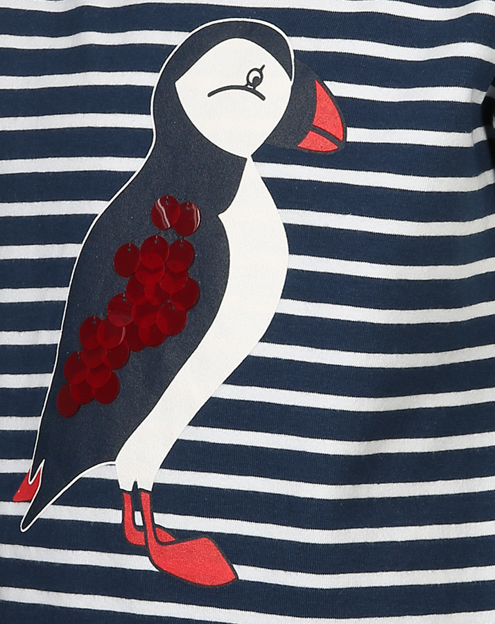 T-Shirt PUFFIN mit Pailletten gestreift in dunkelblau/weiß