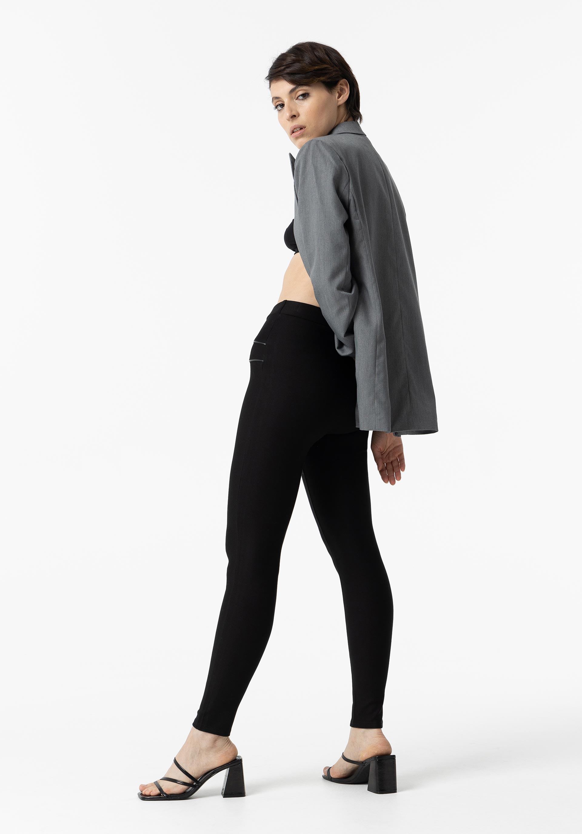 Leggings Combinadas com Efeito Pele