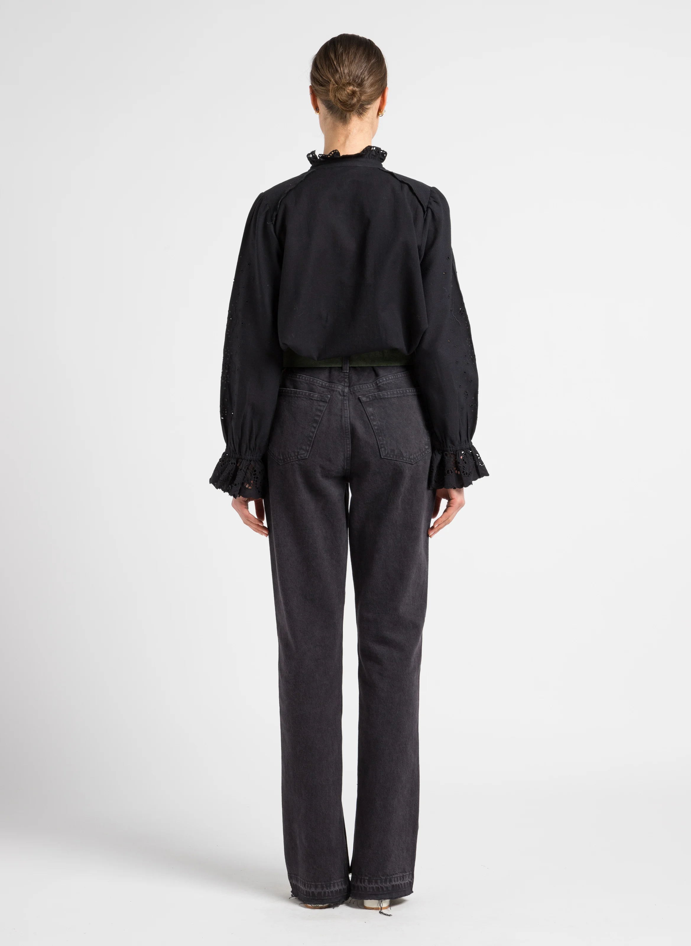 70S HIGH RISE - Jean droit taille haute en coton| Noir