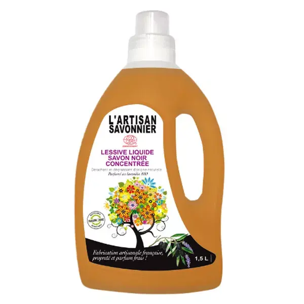 Sabão líquido concentrado para lavar roupa L'Artisan Savonnier, sabão preto orgânico com lavanda, 1500ml