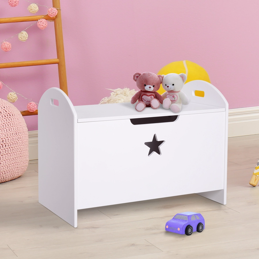 HOMCOM Kinder Spielzeugtruhe weiß