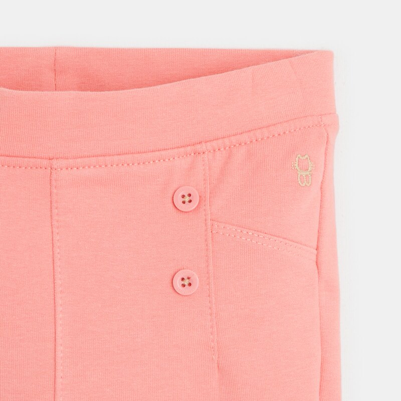 Jegging molleton boutons effet pont rose bébé fille Rose