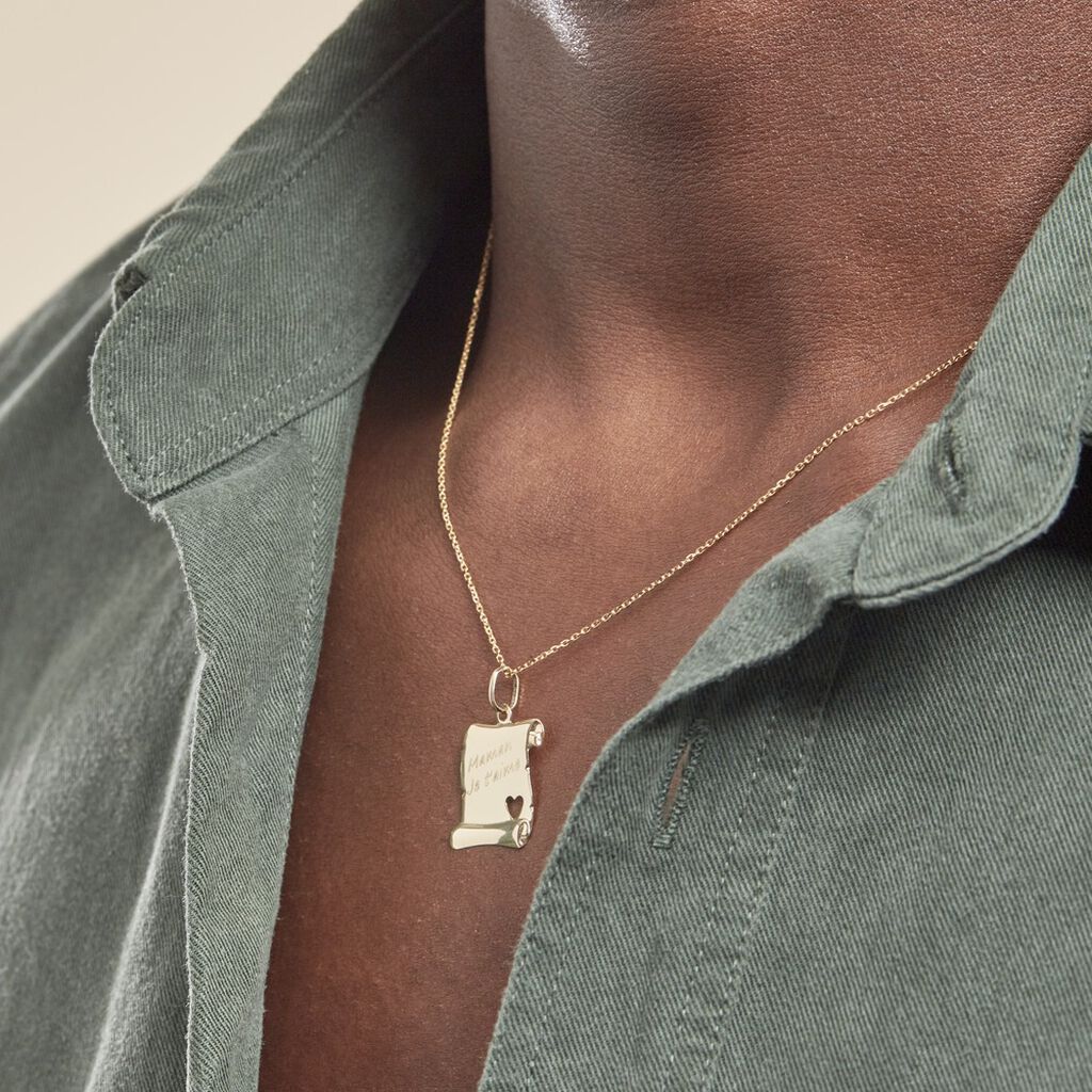 Pendentif Irenca Message Parchemin Or Jaune