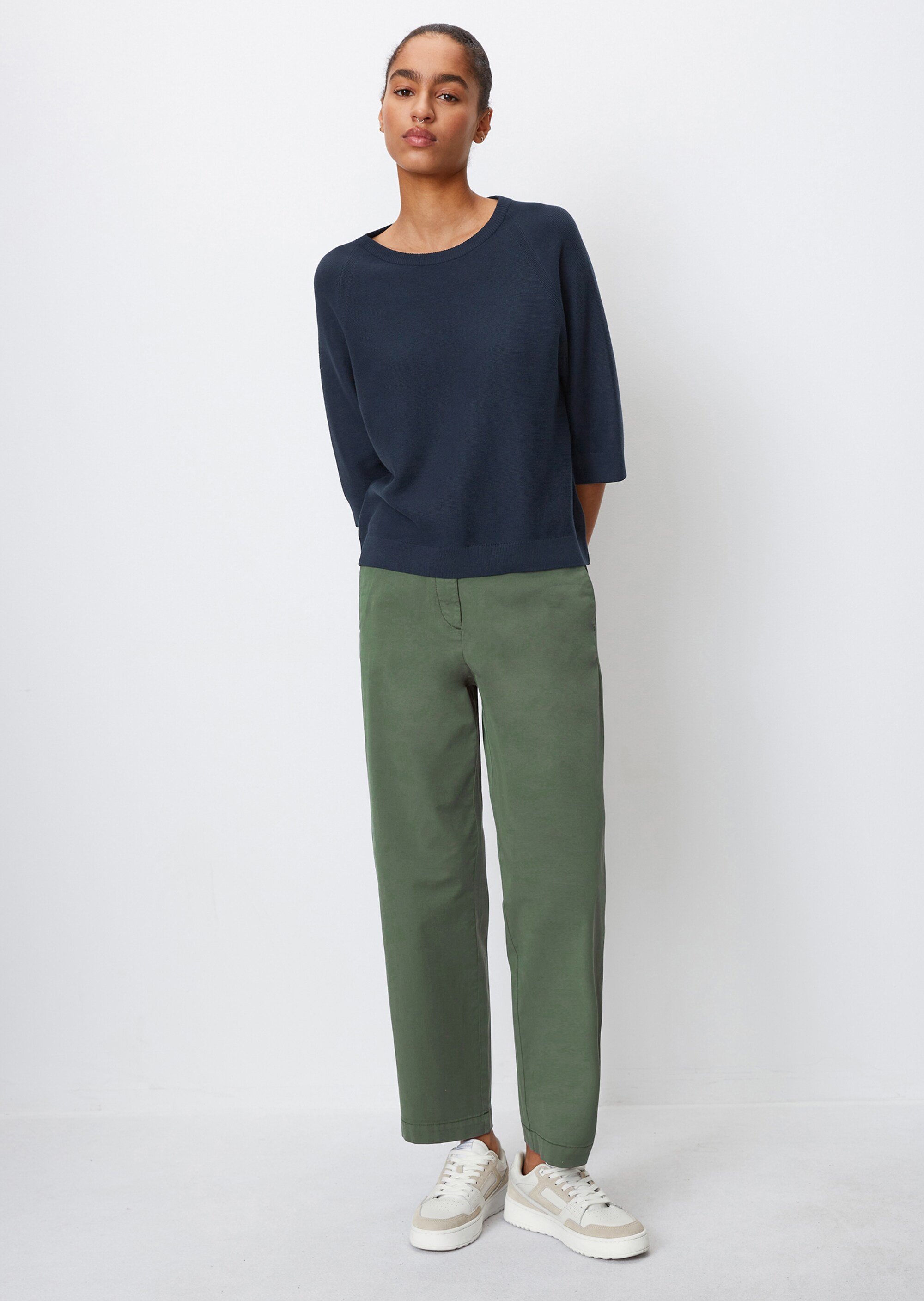 Kurzarm-Strickpullover looseaus reiner Bio-Baumwolle