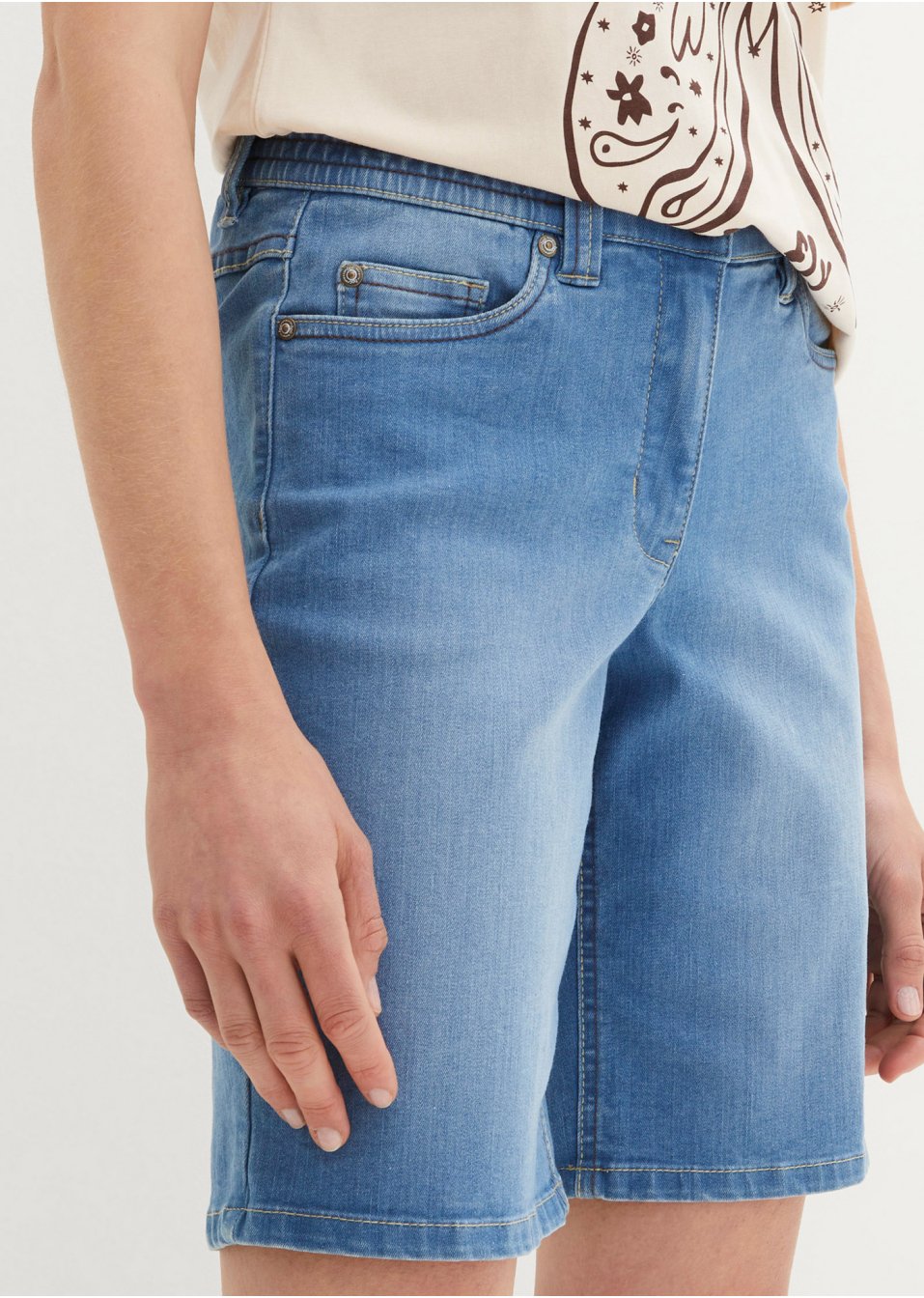 Bermuda en jean extensible avec taille confortable