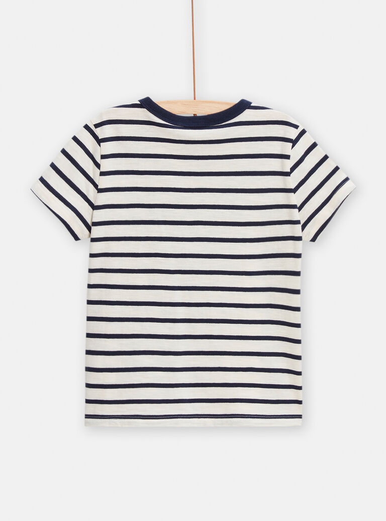 T-shirt rayé écru animation Paris pour garçon