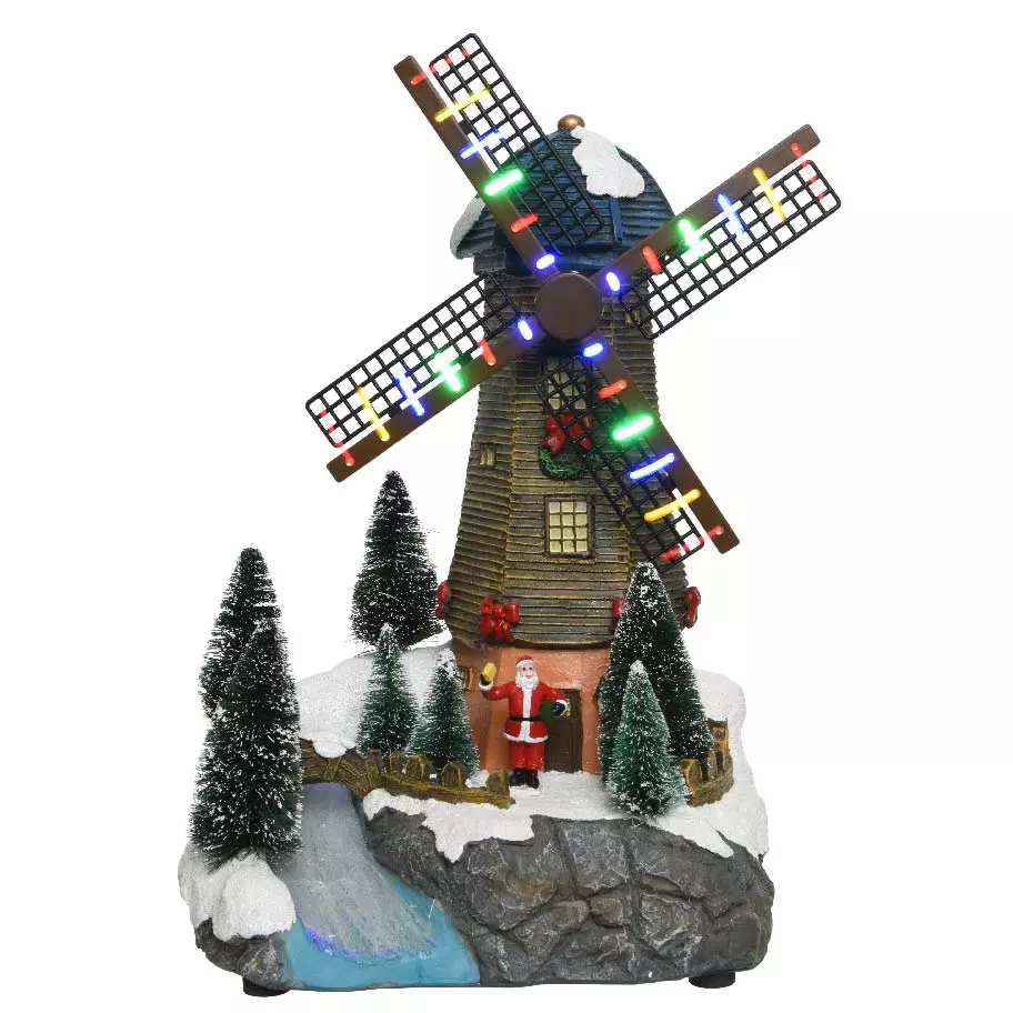 Moulin à vent illuminé à piles (H30 cm) Magie de Noël