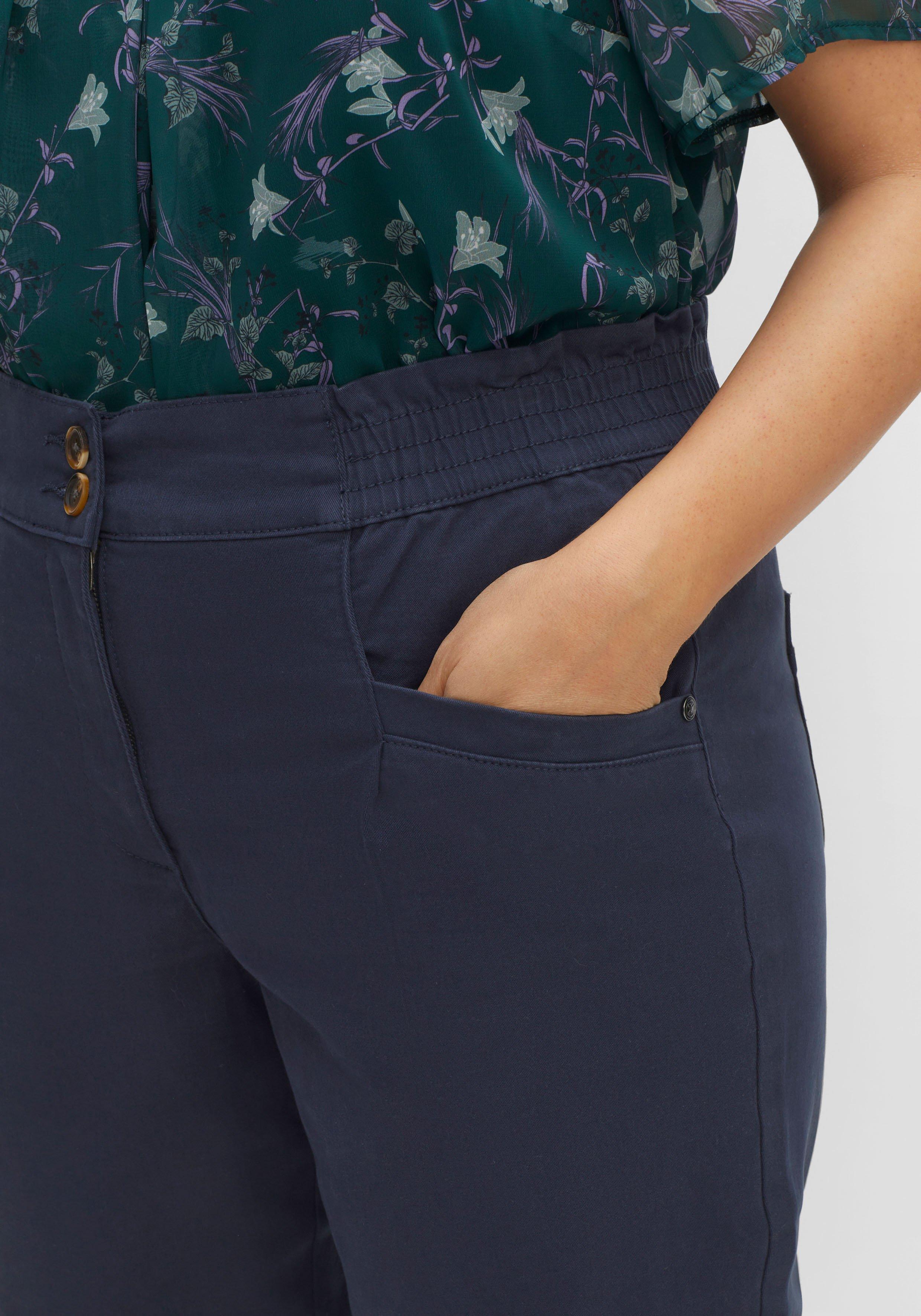 Chinohose aus Twill, mit High-Waist-Bund