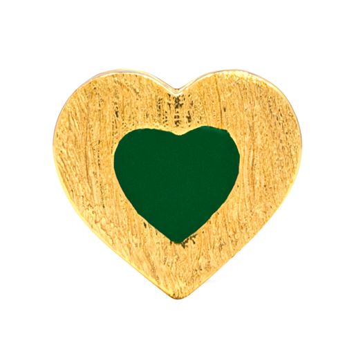 LULU Copenhagen Color Heart Ørering, Gold Plated/Green