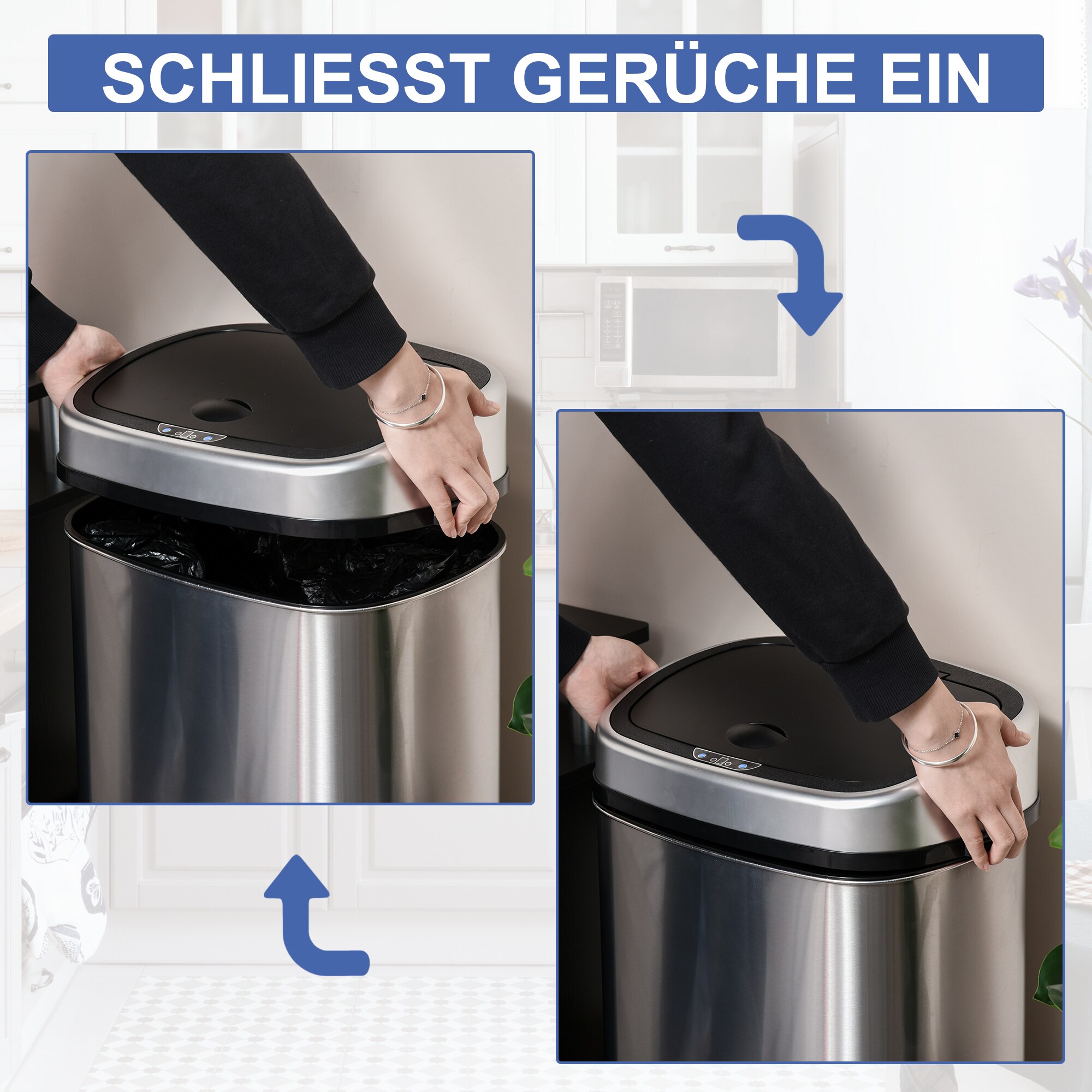 HOMCOM Abfalleimer mit Infrarotsensor silber 40,9 x 28,9 x 75 cm (LxBxH)