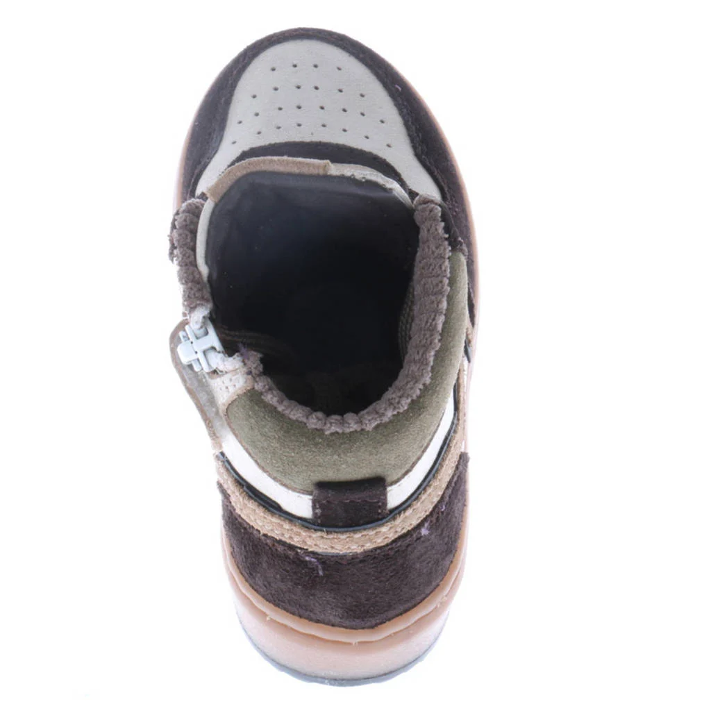 Pinocchio leren sneakers donkerbruin/wit