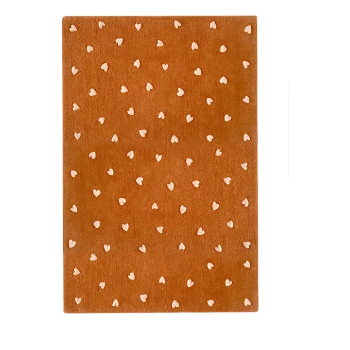 Maison Deux Tapis Cœurs en laine | Marron