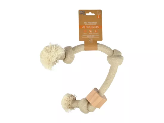 Jouet en corde et bois pour chien - Beige - L 48 cm