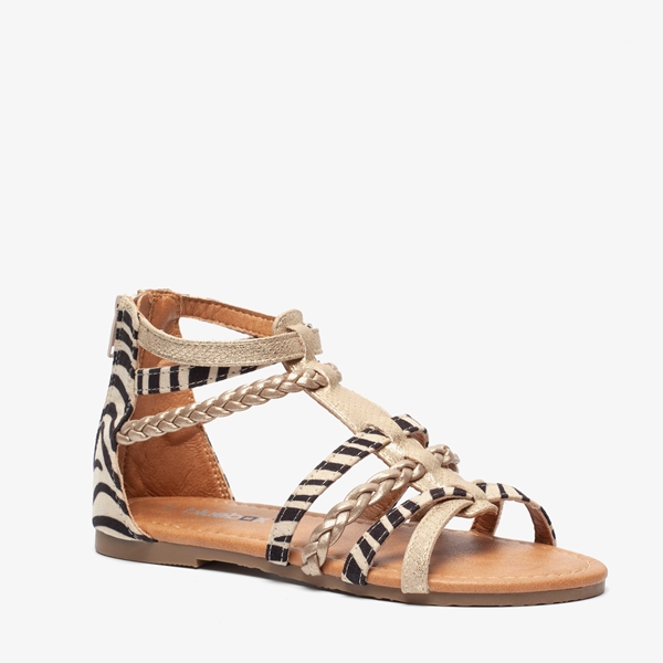 Blue Box meisjes sandalen goud zebraprint