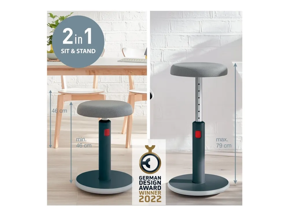 Leitz Ergo Cosy Active Sidde-stå balancestol 2-i-1 grå - højdejustering 46-79 cm