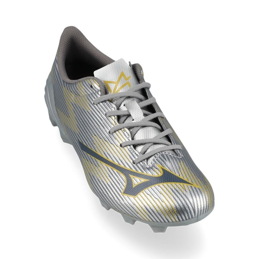 Mizuno Alpha II Select FG/AG Platinum Silver - Argent/Doré Enfant