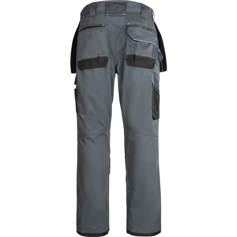 Portwest Urban werkbroek met holsterzakken en kniezakken + gratis kniestukken 46 grijs/zwart*
