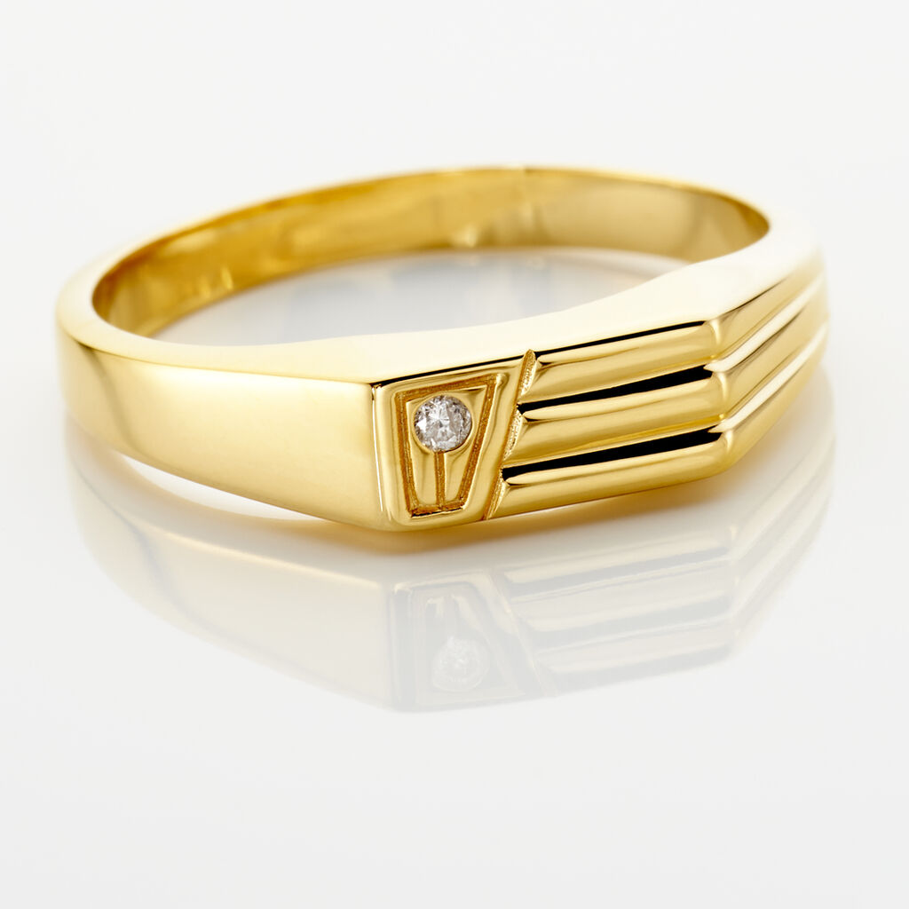 Chevaliere Or Jaune rectangle Diamant