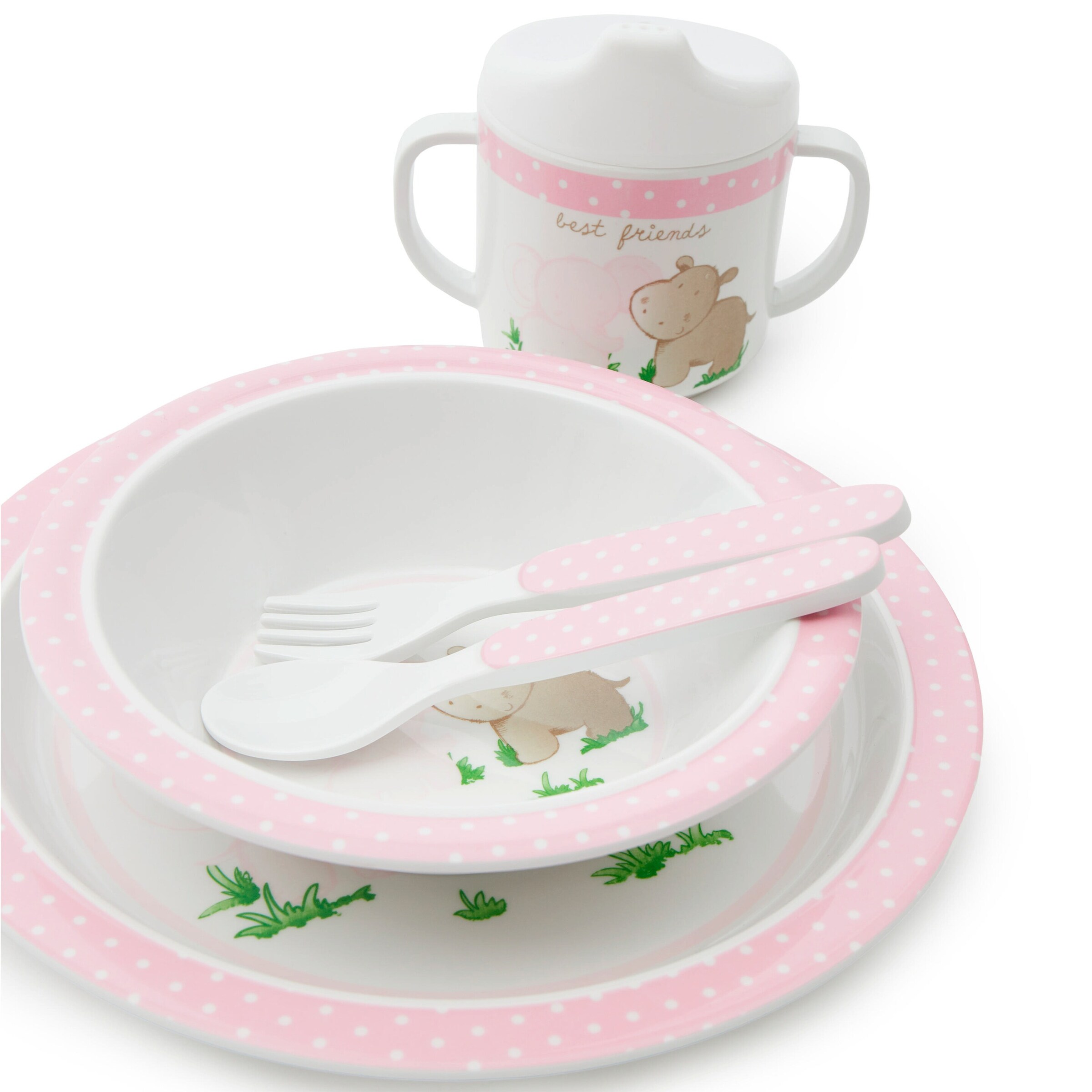 Bieco Geschirrset mit Tiermotiv 5 tlg. Rosa