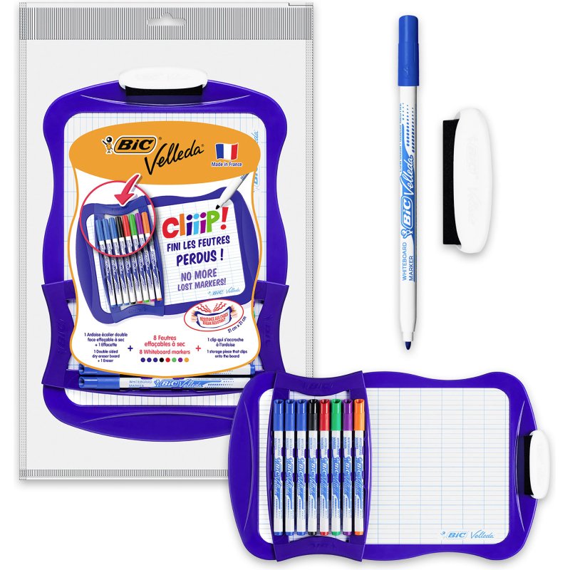 Kit Ardoise Bic Velleda effaçable à sec 21 x 31 cm