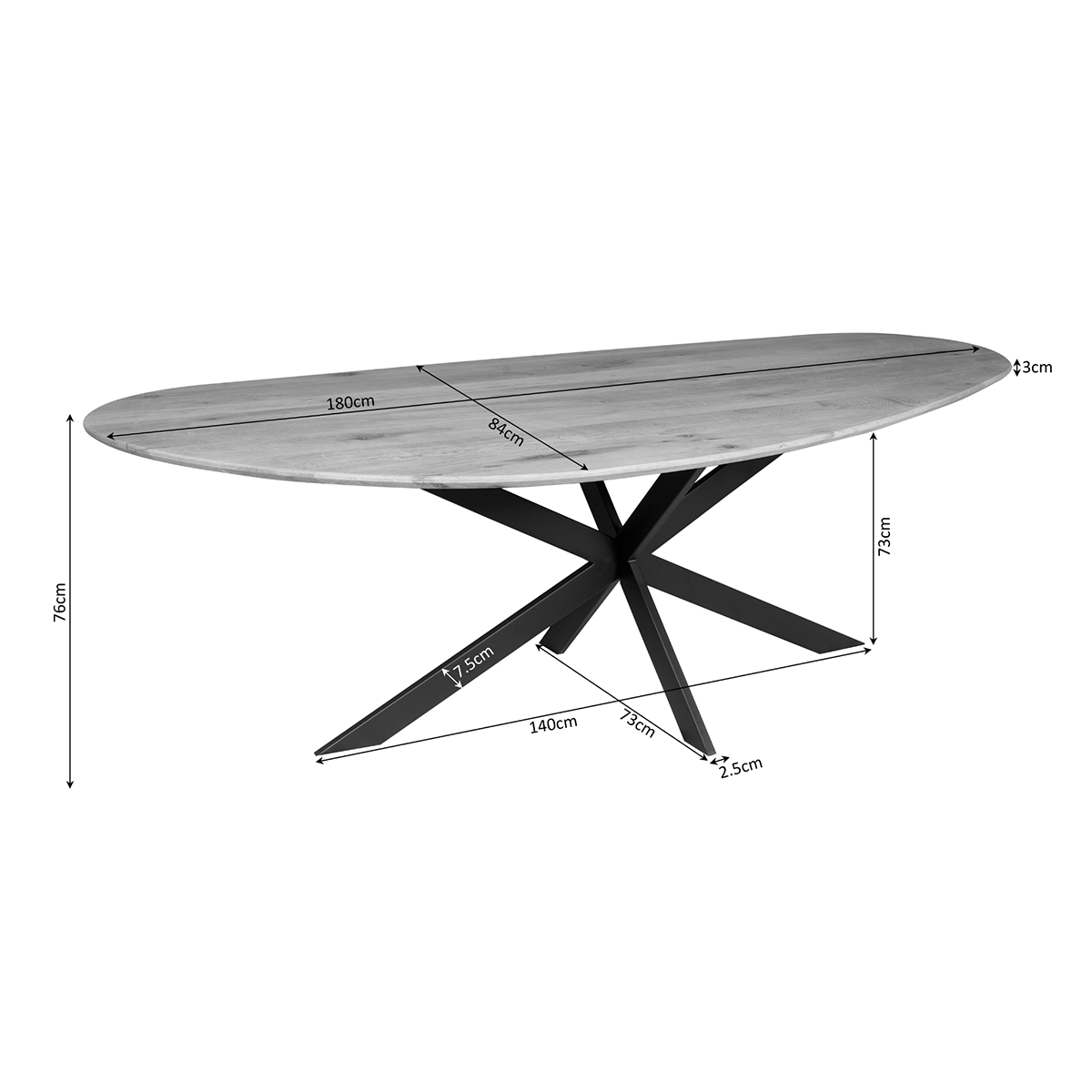 Eettafel Wolk 180x84 cm