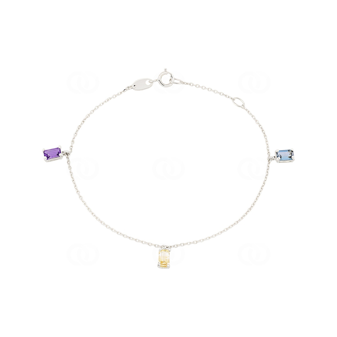 Armband 750/18 K Weissgold mit Farbsteinen