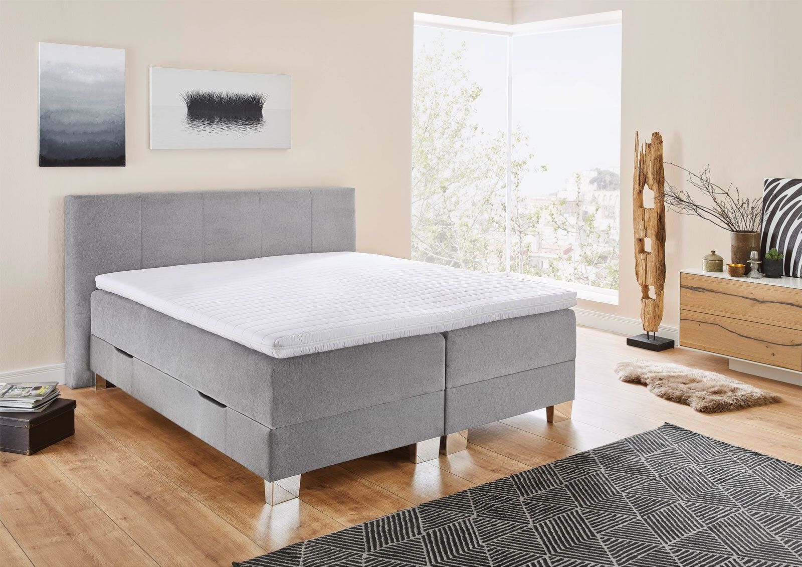 Boxspringbett RIVERSIDE 140 x 200 cm grau