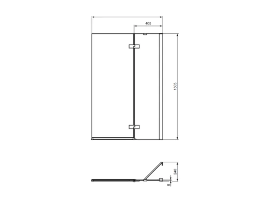 Pare bain semi-pivotant IDEAL STANDARD droit i.Life