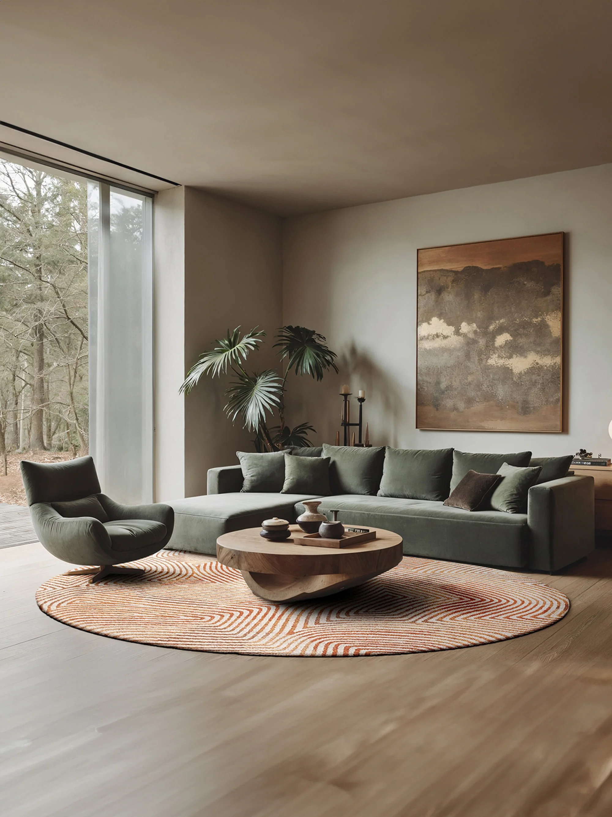 Rond jacquard in- & outdoor vloerkleed Coral, wasbaar