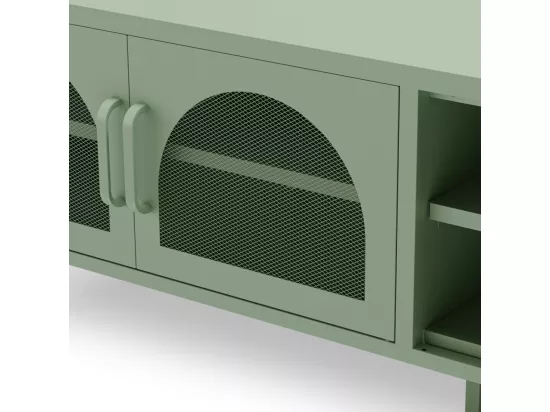 Zio - Meuble TV 2 portes en métal L160cm - Vert menthe