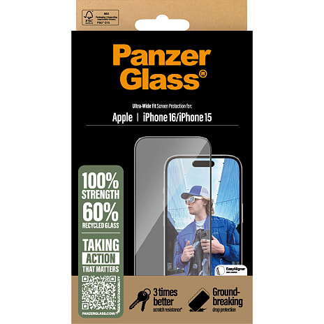 PanzerGlass skærmbeskyttelse iPhone 16/15