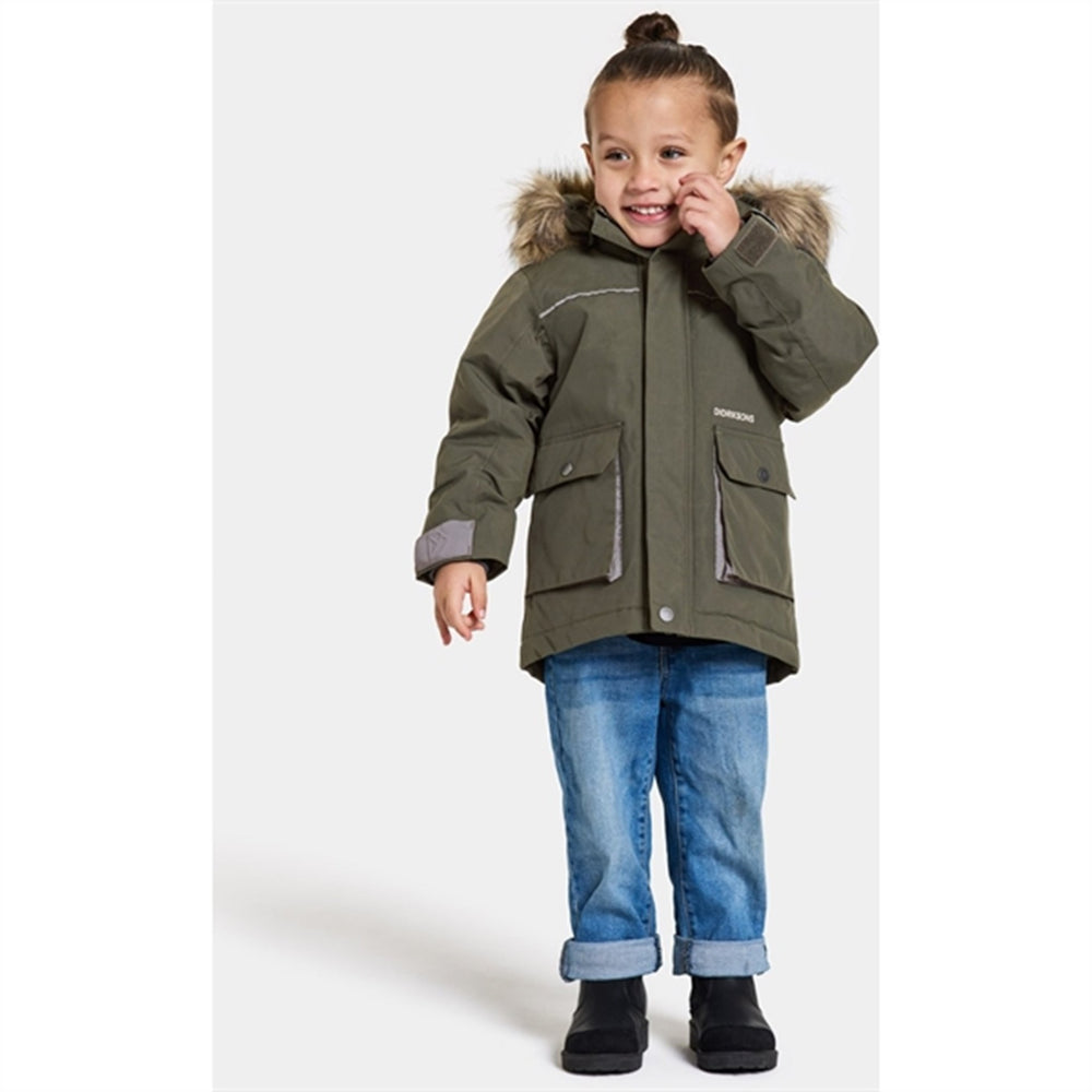 Køb Didriksons Deep Green Kure Kids Parka Jakke | Luksusbaby