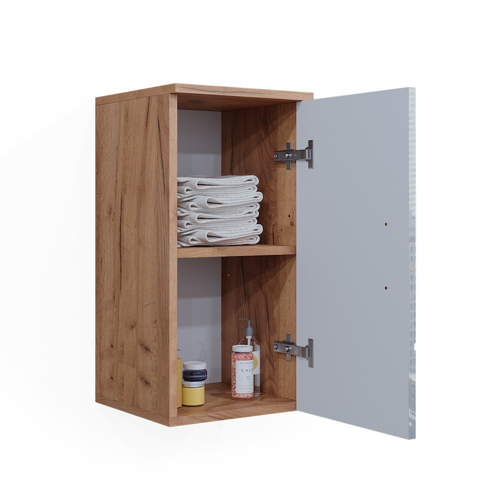Vicco Hängeschrank Badschrank Badezimmermöbel Irma Eiche Weiß Hochglanz modern 30x59 cm Badezimmer Schrank Badmöbel hängend Schranktür Schrankfach