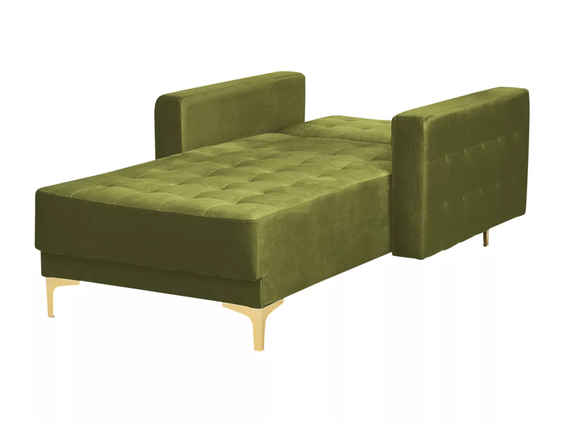 Chaise longue en velours vert ABERDEEN
