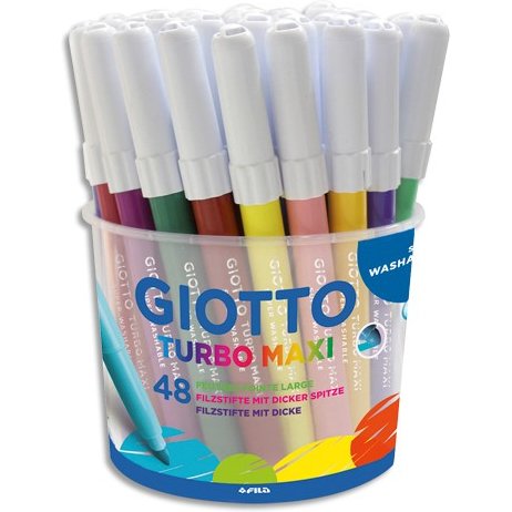 Feutre coloriage giotto turbo maxi ultra lavable testé dermatologiquement pointe bloquée pot 48 unités