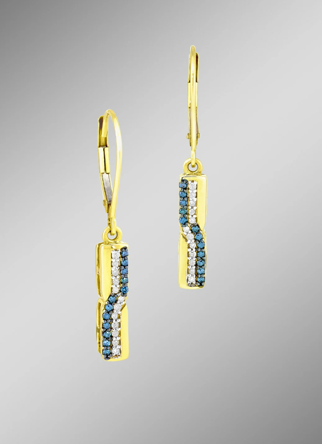 Entzückende Ohrringe mit weißen und blauen Brillanten
