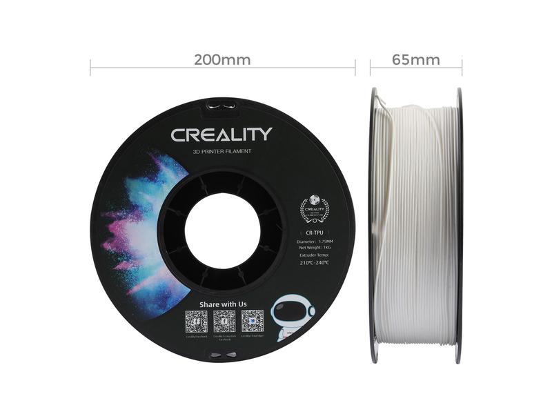 Creality Filament TPU, Weiss, 1.75 mm, 1 kg Hochwertiges TPU Filament für 3D-Drucker