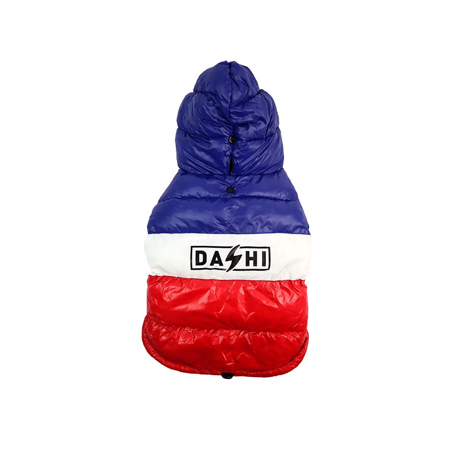 Anoraque para cães tamanho médio Dashi Stripes vermelho e azul