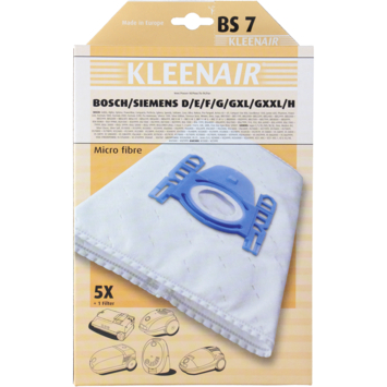 Kleenair stofzuigerzak Bosch/Siemens BS-7 5 stuks   1 filter