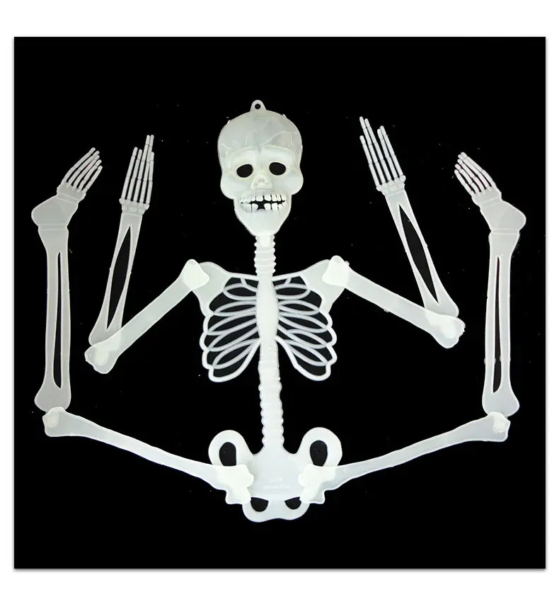 (145cm) Fluoreszierendes Halloween Skelett Grusel Deko Glow in the Dark Party Accessoire - Weiss / Grün