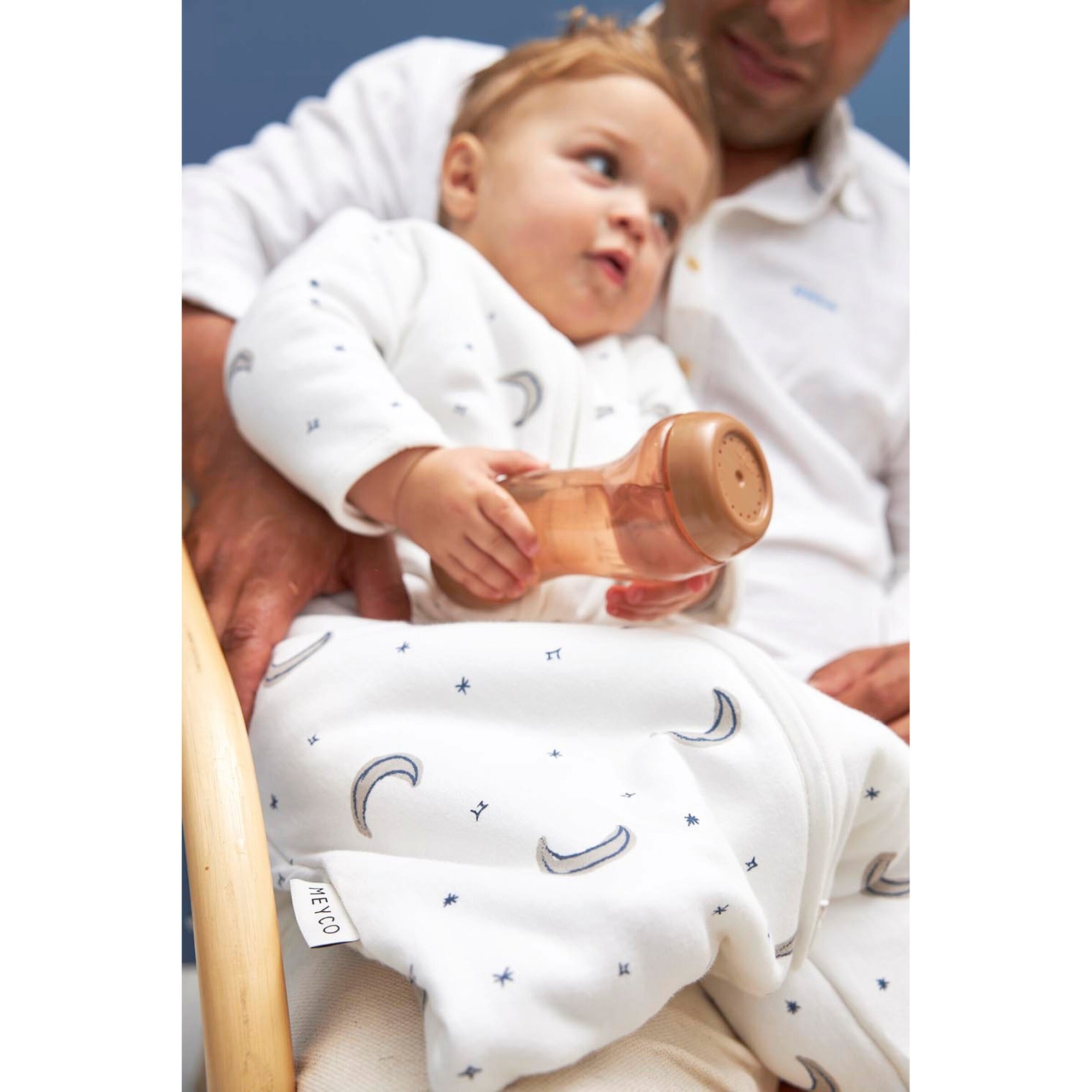 Meyco Baby Ganzjahres-Schlafsack mit abnehmbaren Ärmeln 2.5 TOG Moon Indigo