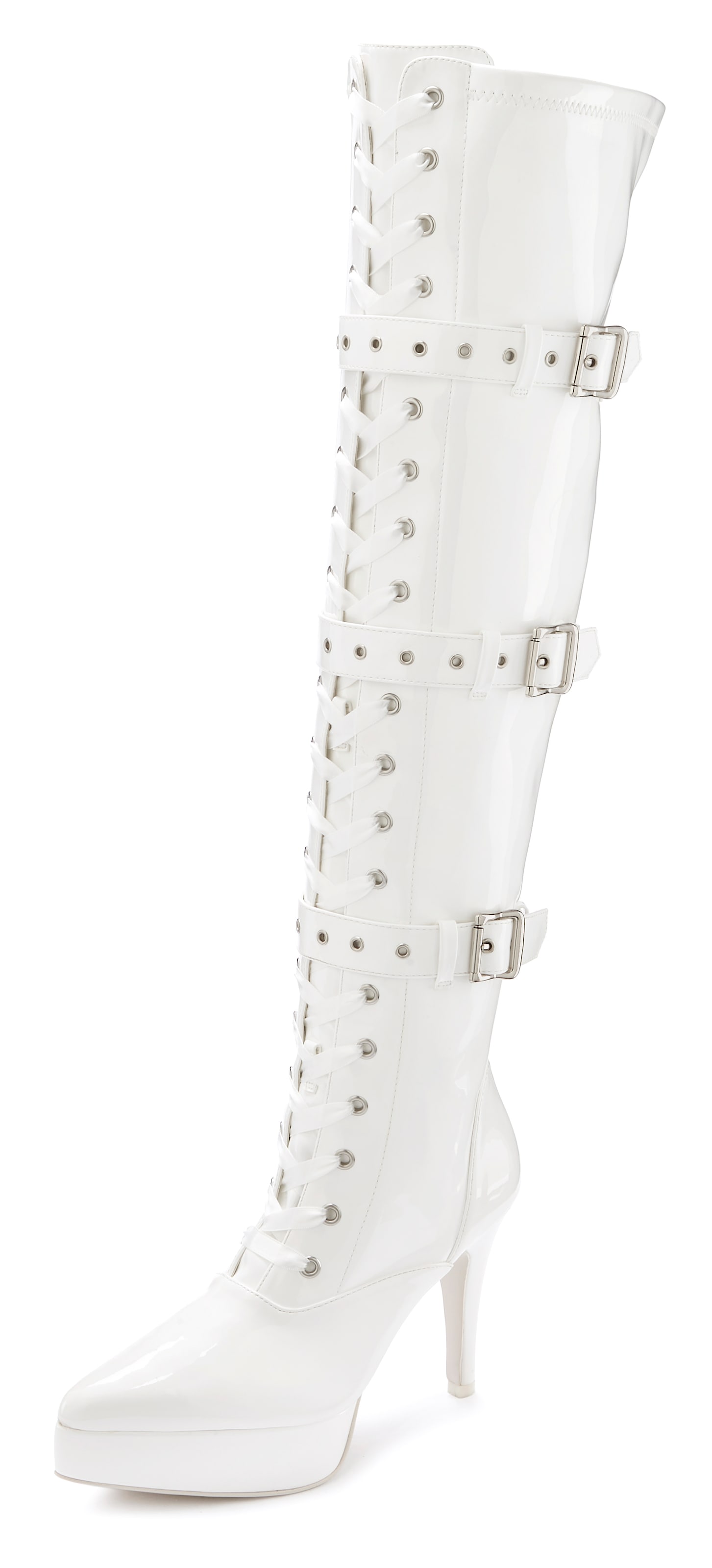 LASCANA Belle Affaire Overkneestiefel »High-Heel-Stiefelette mit Plateau«  erotische Lack-Optik, mit Zierschnallen